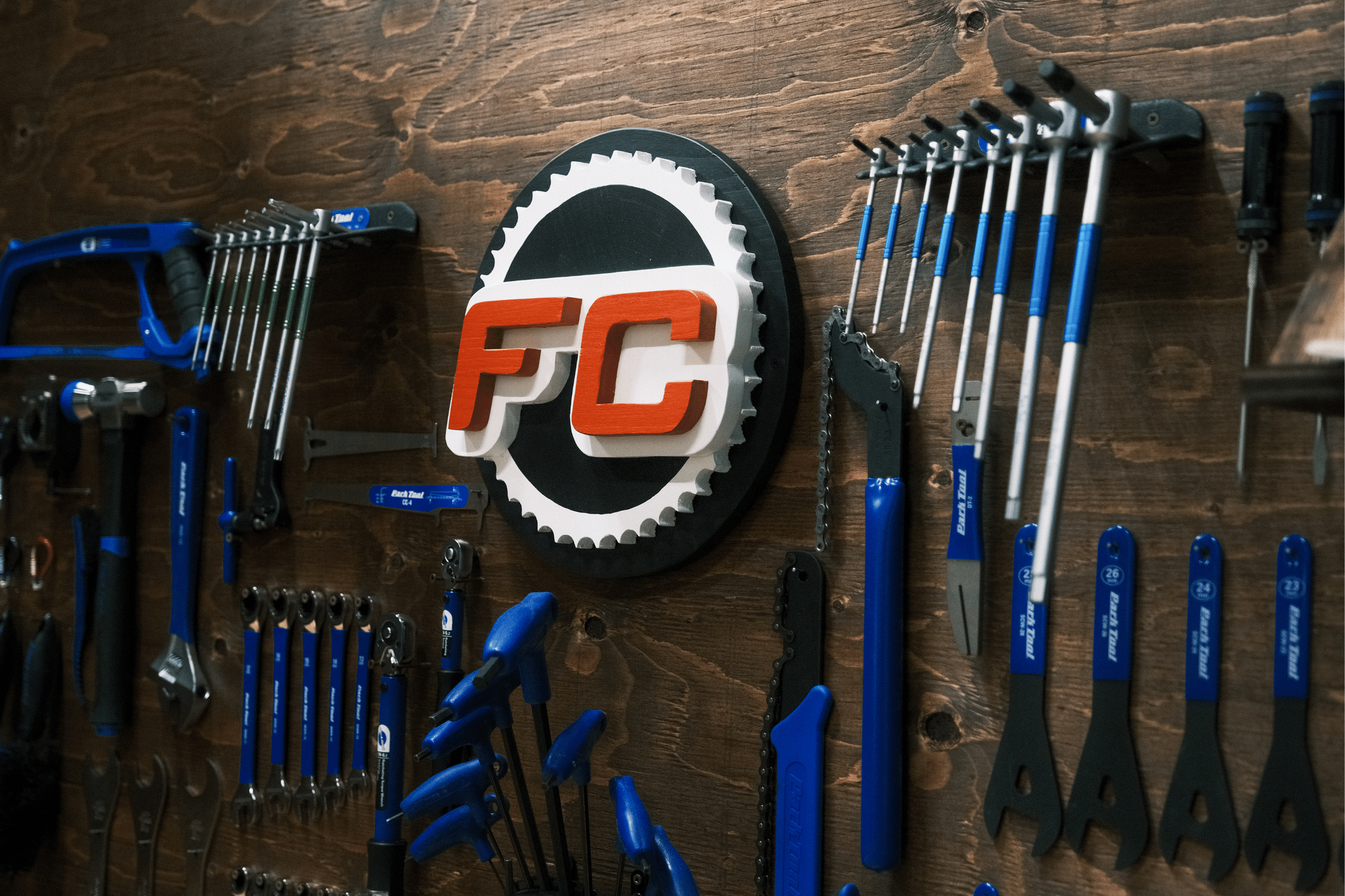 Tools mounted on wall
