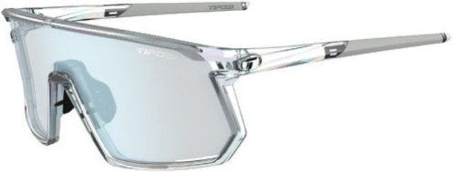 Clear sunglasses with silver frame on a white background