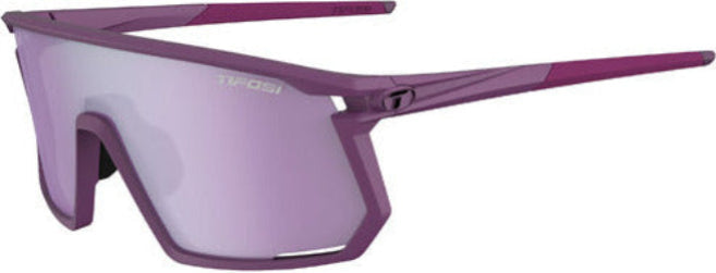 Purple sunglasses with a brand logo on a white background