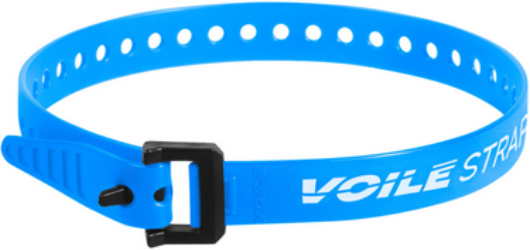 Blue strap with a buckle and 'Voile Straps' branding on a white background