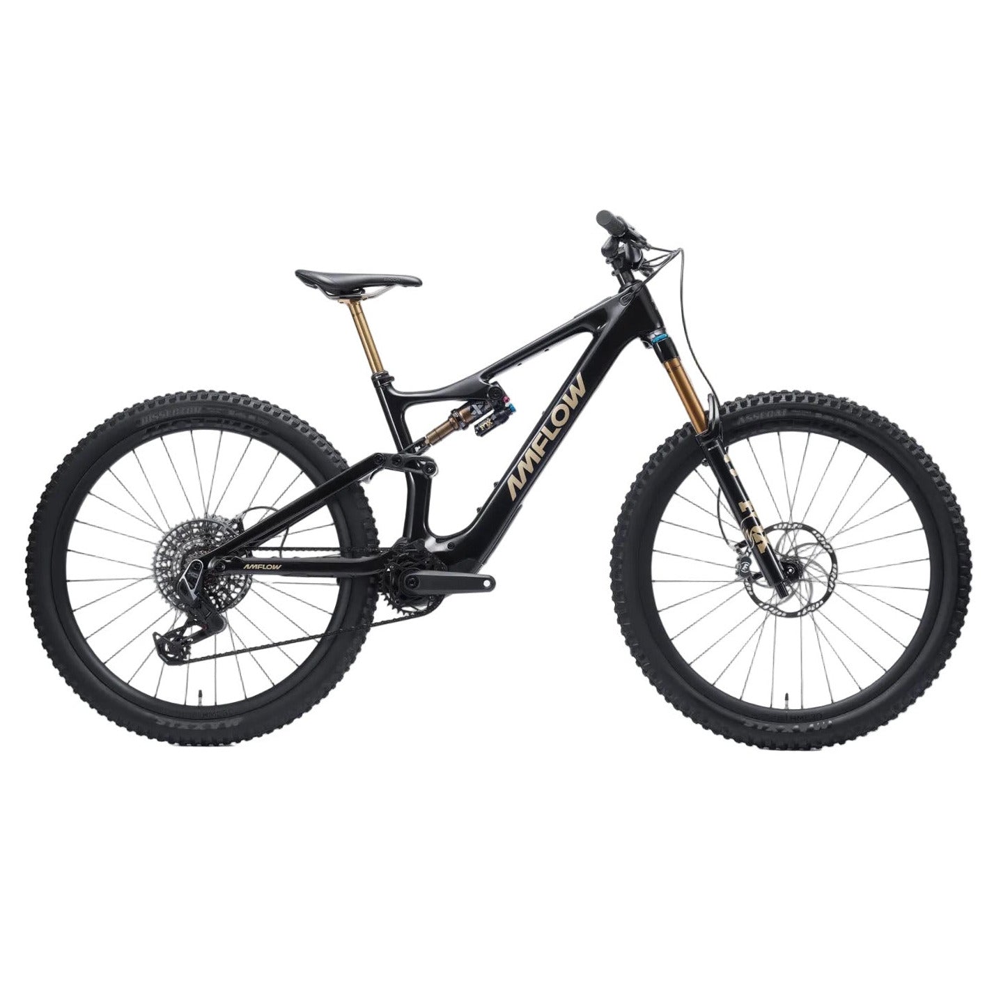 Black mountain bike on a white background