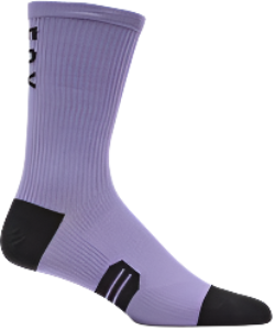 Purple sock with black accents on a white background