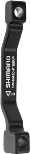 A black Shimano SM-MA90 Post Mount Disc Brake Adaptor.